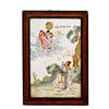 Old Chinese Famille Rose Plaque w Figurine Sg #1460487