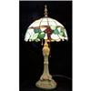 Image 1 : Iron Table Lamp w/ Stained Glass Shade #1460527