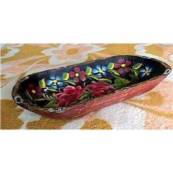 FOLK Carved Painted Flower CENTERPIECE BOWL  #1460712