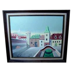 Italian European Villa Castle OIL PAINTING  #1460714