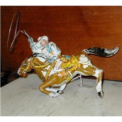 Hop-a-long Cowboy tin windup toy on Horse #1460746