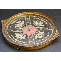 APOLLO Ornate Brass, Lace and Glass Round Tray #1476891