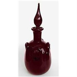 Hand Blown Red Glass Decanter Tear Drop Stopper#1476918