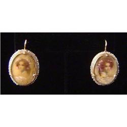 Pair of Antique Hand-Painted Porcelain Earrings#1477297