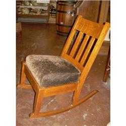 Mission Oak Rocker w/ uphol. on seat #1489313