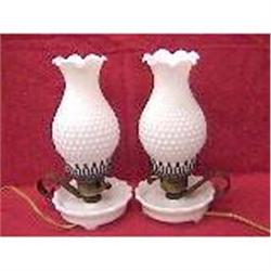Fenton Hobnail pair of lamps #1489530