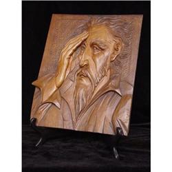  Don Quixote Carved Wood Plaque, Signed #1489555