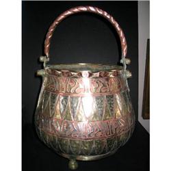 Islamic bocket  copper inlaid w/ brass/silver #1490023