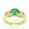 Image 1 : 18kt Yellow Gold 1.73 ctw Round Emerald and Marquise Diamond Ring