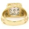 Image 5 : Mens 14K Two Tone Gold Nugget Design .90 ctw Round BRILLIANT Diamond Cluster Rin