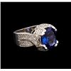 Image 1 : 4.20 ctw Tanzanite and Diamond Ring - 14KT White Gold