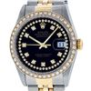 Image 2 : Rolex Mens 2 Tone Black String VS Diamond Datejust Wristwatch 36MM
