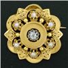Image 1 : Antique Victorian 18K Yellow Gold Diamond Pearl Detailed Open Flower Brooch Pin