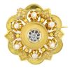 Image 2 : Antique Victorian 18K Yellow Gold Diamond Pearl Detailed Open Flower Brooch Pin