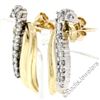 Image 3 : 14kt White and Yellow Gold 0.60 ctw Round Diamond Wing Flame Drop Earrings