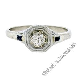 Art Deco 14kt White Gold 0.28 ctw Diamond Solitaire Engagement Ring