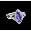 Image 1 : 1.75 ctw Tanzanite and Diamond Ring - 14KT White Gold