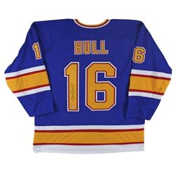 BRETT HULL AUTOGRAPHED BLUES JERSEY (BECKETT)