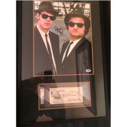 DAN AYKROYD SIGNED CUSTOM FRAMED BLUES BROTHERS PHOTO WITH PSA CHECK SIGNED BY JOHN BELUSHI (PSA)