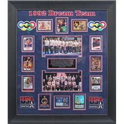 1992 Dream Team (13) Jordan, Johnson Signed & Framed Card Display BAS