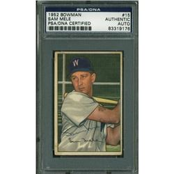 Sam Mele Authentic Signed Card 1952 Bowman #15 Autographed PSA/DNA Slabbed