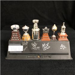 NHL TROPHY SET SIGNED BY BOURQUE/VACHON/GILMOUR/SMITH/FUHR