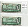 Image 1 : Lot of 2 Consecutive Serial Number 1954 Modified Portrait Replacement Notes. Beattie-Rasminksy signa
