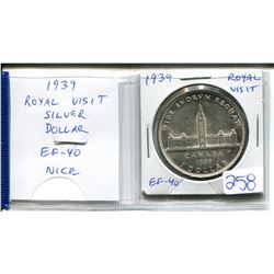 1939 Royal Visit Silver Dollar. Commemorates the visit to Canada by King George Vi and his wife, Que