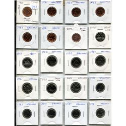 Lot of 20 different Canadian Collector coins 1965 – 2012. Includes 7 cents, 8 nickels and 5 10 cents