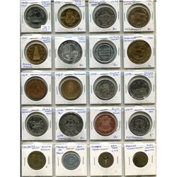 Lot of 20 different Trade Dollars, Medals & Tokens. Includes Banff Springs Hotel, Battlefords, Oktob