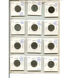 Lot of 12 different U.S. Liberty Head, Buffalo & Jefferson Nickels. Includes 1902, 1905, 1907, 1920,