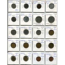 Lot of 20 different coins from Germany: German Empire 1889D 5 pfennig, 1918 5 pfennig, Weimar Republ