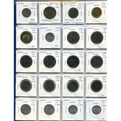 Lot of 20 different Italian coins. Includes 1894 20 centesimi VF, 1923 & 1939 Mussolini rule, and Re