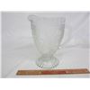 Image 2 : Large Depression Glass Water Pitcher Iris and Herringbone no damage