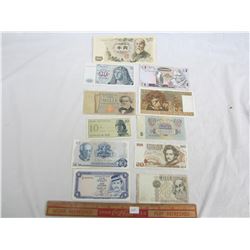 Lot of 11 Foreign Currency Bills