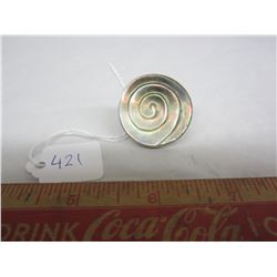 Large Sterling Silver Ring with Mother of Pearl inlay