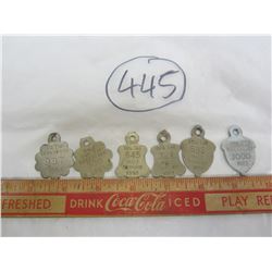 Lot of 6 vintage Dog Tags 1954-1973