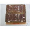 Image 1 : Matching Pair of 1949 Sask. License Plates