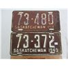Image 1 : 2 Non Matching 1948 Sask. License Plates