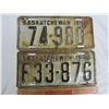 Image 1 : 2 Non Matching 1949 Sask. License Plates