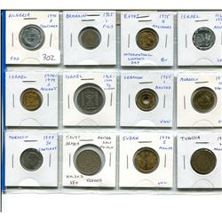 Lot of 12 Middle East coins: Algeria, Bahrain, Egypt, Israel, Lebanon, Morocco, Saudi Arabia, Sudan 