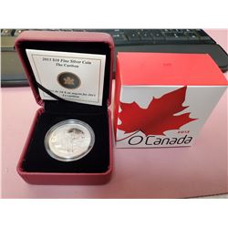 2013 Caribou $10. .9999 pure silver. In original case and box of issue. Only 33,522 sold. Proof.