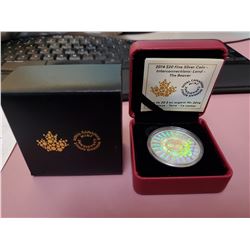 2014 The Beaver Hologram $20. A beautiful full-colour Hologram by artist Andy Everson. .9999 pure si