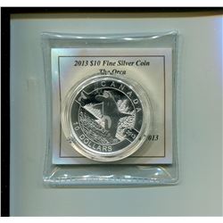 2013 Orca (Killer Whale) $10. .9999 pure silver. Housed in a hard plastic holder. Only 30,834 sold. 