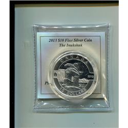 2013 Inukshuk $10. .9999  pure silver. Housed in a hard plastic holder. Only 38,843 sold. Proof.