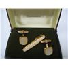 Image 2 : VINTAGE MATCHING CUFF LINKS & TIE BAR - Mother of pearl