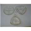 Image 1 : LOT OF 3 ORNATE GLASS DISHES - Pear shape,  Grill Plate & Gold Trim Triangular design