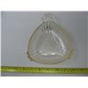 Image 2 : LOT OF 3 ORNATE GLASS DISHES - Pear shape,  Grill Plate & Gold Trim Triangular design