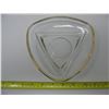 Image 4 : LOT OF 3 ORNATE GLASS DISHES - Pear shape,  Grill Plate & Gold Trim Triangular design