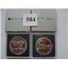 Image 1 : 1985 & 1986 B.U. CANADIAN SILVER DOLLARS